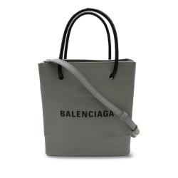 Balenciaga B Balenciaga Gray Calf Leather XXS Logo Shopping Tote Italy