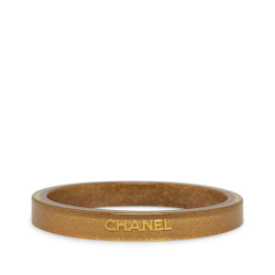 Chanel AB Chanel Gold Resin Plastic Glitter Logo Bangle France