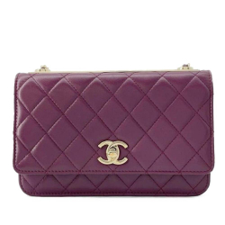 Chanel B Chanel Purple Lambskin Leather Leather Lambskin Trendy CC Wallet On Chain Italy