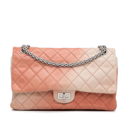 Chanel B Chanel Orange Light Orange with Brown Beige Calf Leather Ombre Reissue 225 Double Flap France