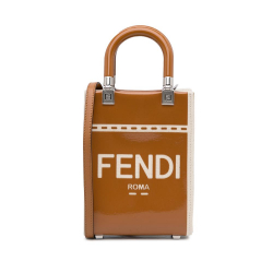 Fendi A Fendi Brown Patent Leather Leather Mini Sunshine Shopper Tote Italy