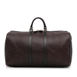 Gucci B Gucci Brown Dark Brown Calf Leather Large Diamante Bright Carry-On Duffle Bag Italy