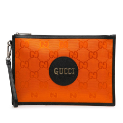Gucci AB Gucci Orange Nylon Fabric GG Off The Grid Clutch Italy
