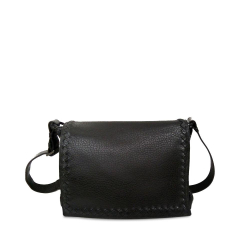 Bottega Veneta AB Bottega Veneta Black Calf Leather Intrecciato Crossbody Bag Italy