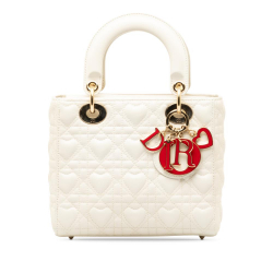 Christian Dior AB Dior White Lambskin Leather Leather Small DiorAmour Cannage Lady Dior My ABCDior Italy