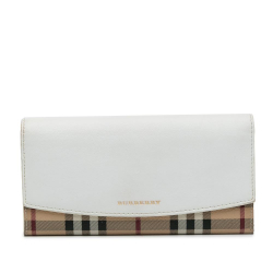 Burberry B Burberry Brown Beige with White Coated Canvas Fabric Haymarket Check Long Wallet Moldova