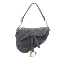 Christian Dior B Dior Gray Canvas Fabric Classic Oblique Embroidered Saddle Bag Italy