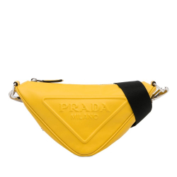 Prada AB Prada Yellow Calf Leather Grace Lux Triangle Crossbody Italy