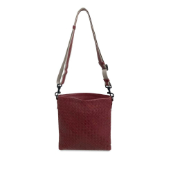 Bottega Veneta B Bottega Veneta Red Nappa Leather Leather Intrecciato Nappa Flat Messenger Bag Italy