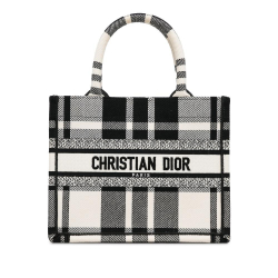 Christian Dior A Dior Black Canvas Fabric Small Check N Dior Book Tote Italy