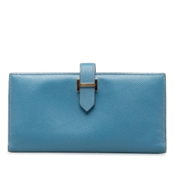 Hermès AB Hermès Blue Calf Leather Epsom Bearn Wallet France