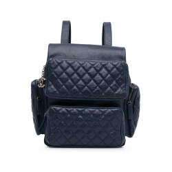 Chanel B Chanel Blue Dark Blue Lambskin Leather Leather Airlines Casual Rock Backpack Italy