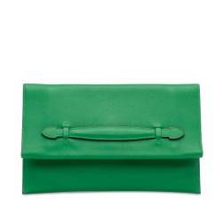 Hermès AB Hermès Green Calf Leather Evercolor Pliplat Clutch France