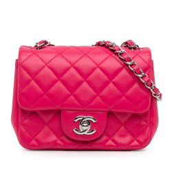 Chanel AB Chanel Pink Lambskin Leather Leather Mini Square Classic Lambskin Single Flap Italy