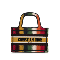 Christian Dior AB Dior Green Canvas Fabric Mini Embroidered Book Tote Italy