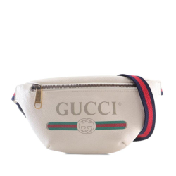 Gucci AB Gucci White Ivory with Multi Calf Leather Logo Belt Bag Italy