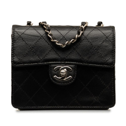 Chanel B Chanel Black Caviar Leather Leather Mini Square Classic Quilted Caviar Flap France