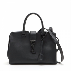 Saint Laurent Baby Cabas Leather 2-Ways Top-handle Bag Black