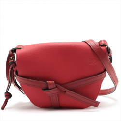 Loewe Gate Small Grained Calfskin Leather 2-Ways Satchel Bag Red