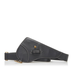 Christian Dior B Dior Black Calf Leather Saddle Belt Italy