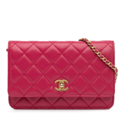 Chanel B Chanel Pink Lambskin Leather Leather Lambskin Pearl Crush Wallet On Chain Italy