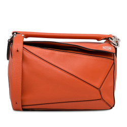 Loewe AB LOEWE Orange Calf Leather Small Puzzle Bag Spain