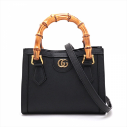 Gucci Diana Mini Leather Tote Bag Black