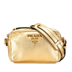Prada B Prada Gold Calf Leather City Metallic Camera Bag Romania