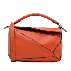 Loewe AB LOEWE Orange Calf Leather Medium Puzzle Bag Spain