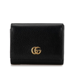 Gucci B Gucci Black Calf Leather GG Marmont Small Wallet Italy