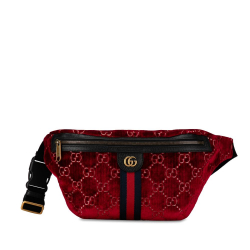 Gucci B Gucci Red Dark Red Velvet Fabric GG Ophidia Belt Bag Italy