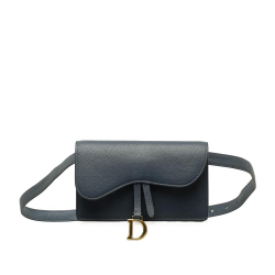 Christian Dior AB Dior Blue Calf Leather Saddle Belt Bag Italy