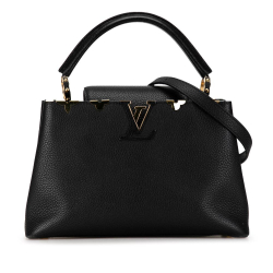 Louis Vuitton B Louis Vuitton Black Calf Leather Taurillon Capucines MM France