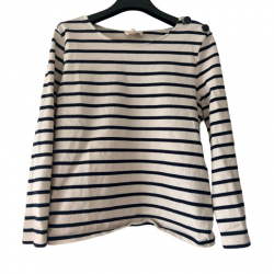 Sézane White top blue stripes