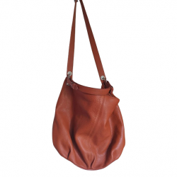 GROOM Große Tasche aus genarbtem Leder in Orange NEUF