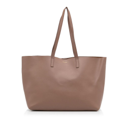 Saint Laurent AB Saint Laurent Brown Beige Calf Leather E/W Shopping Tote Italy