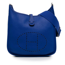 Hermès AB Hermès Blue Dark Blue Calf Leather Clemence Evelyne III PM France