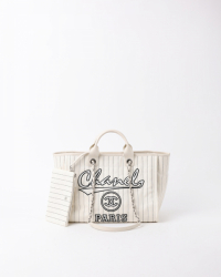 Chanel Striped Deauville Mm Tote Bag