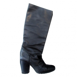 Vanessa Bruno Hautes bottes en cuir noir souple 40