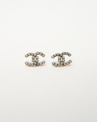Chanel Cc Rhinestone Earrings