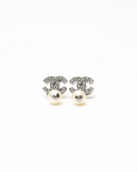Chanel Coco Mark Pearl And Rhinestone Earrings