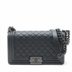 Chanel Boy Medium Quilted Lambskin Leather  Bag Black