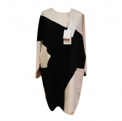 Max Mara Schwarz-weißer Max Mara-Mantel aus Schurwolle