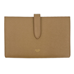 Celine Long Flap Wallet Grained Calfskin Leather Beige