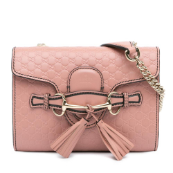 Gucci B Gucci Pink Calf Leather Mini Microguccissima Emily Crossbody Italy