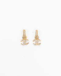 Chanel Coco Mark Rhinestone Dangling Earrings