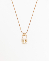 Christian Dior Rhinestone Padlock Charm Necklace