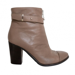 Max&Co. Taupe Leather Ankle Boots with Zipper