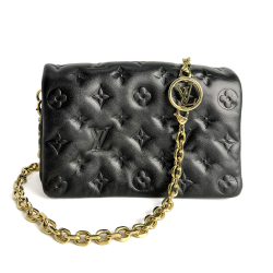 Louis Vuitton Coussin Pochette Embossed Monogram Leather 3-Ways Messenger Crossbody Black