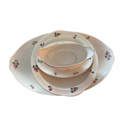 suisse langenthal T.Walther 33 nyon Set of three floral Serving platters white w/ gold rim